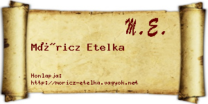 Móricz Etelka névjegykártya